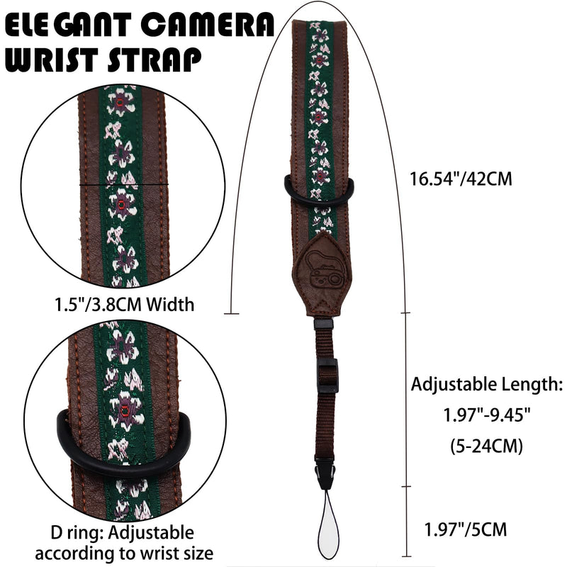 Camera Wrist Strap for DSLR Mirrorless Camera, Camera Hand Strap for All Cameras with Quick Release Safety Connector Coffee Leather Camera Wrist Strap