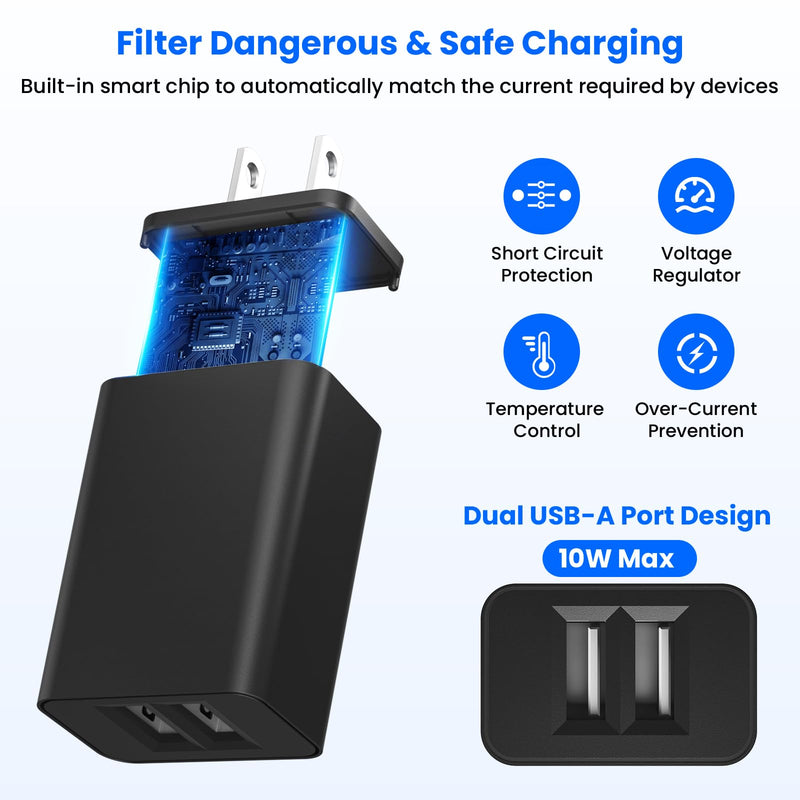 2Pack for Garmin Watch Charger Cable with Dual USB-A Ports Wall Charger | Fit Garmin Fenix, Forerunner, Vivoactive, Vivomove, BarkLimiter, Enduro, Approach, Venu, Impact, Instinct, Quatix, Epix, D2 3.3 Inches