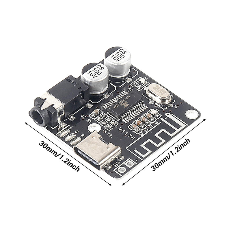 6pcsBluetooth 5.0 MP3 Lossless Decoder Board VHM-314 with 3.5mm Stereo Jack | BT Audio Receiver Module Supports FLAC/WAV/APE/MP3, 15M Range, 5V Type-C Audio Board for Amplifier Headphones Speakers