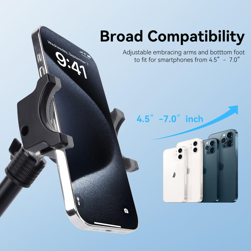 Suction Cup Car Phone Mount, 360°Rotating Car Phone Holder Video Recording, Universal Ball Head Arm for Cellphone Car Holder, Heavy Duty Car Phone Mount for Dashboard, Windshield-SJ003 (Extended) Extended
