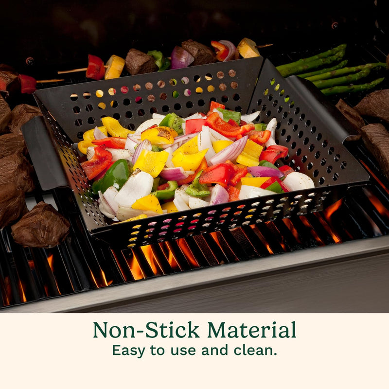 Cuisinart 11" x 11" Non-Stick Grill Wok, Perforated BBQ Grill Basket for Grilling Veggies, Meat & Stir-Fry, Outdoor Grilling Basket for Charcoal and Gas Grills 11 x 11-Inch