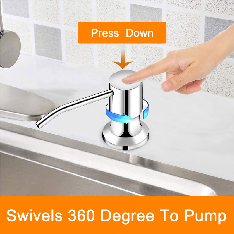 Sink Soap Dispenser, Kichen Sink SoapDispenser, 47" Extension Tube kit, Under Sink Soap Dispenser Pump, No Need More Refills （Chrome-2 Pack） Chrome-2 Pack