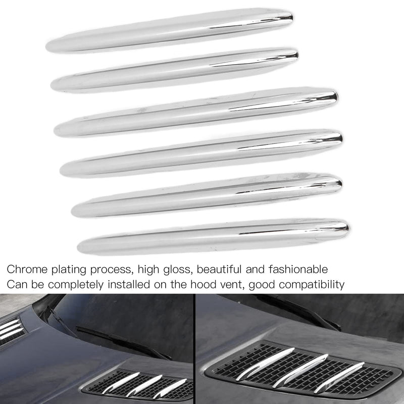 Fydun 6Pcs Car Engine Hood Vent Grille Cover Trim Chrome Car Accessories for Benz R172 SLK 2011‑2019