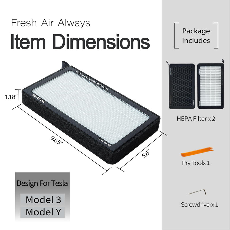 Cabin Air Filters for Tesla Model 3 Model Y (2016-2025) with Activated Carbon(2-pack) Dual layer Air Filter Replacement