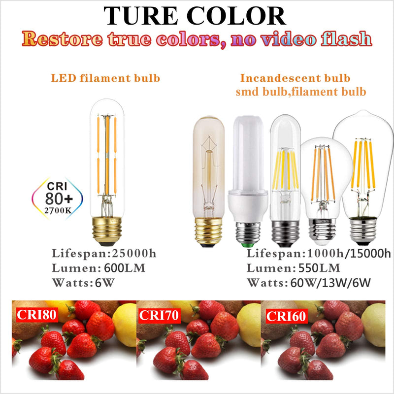 LiteHistory Dimmable E26 Edison Bulb 6W Equal 60 watt Light Bulb AC120V Warm White 2700K Edison Light Bulbs 60 Watt 600LM Tubular T10 led Bulb for Rustic Pendant,Chandeliers,Wall sconces,Vanity 6Pack 6w=60w Warm White 2700k 5 Inch(6 count)
