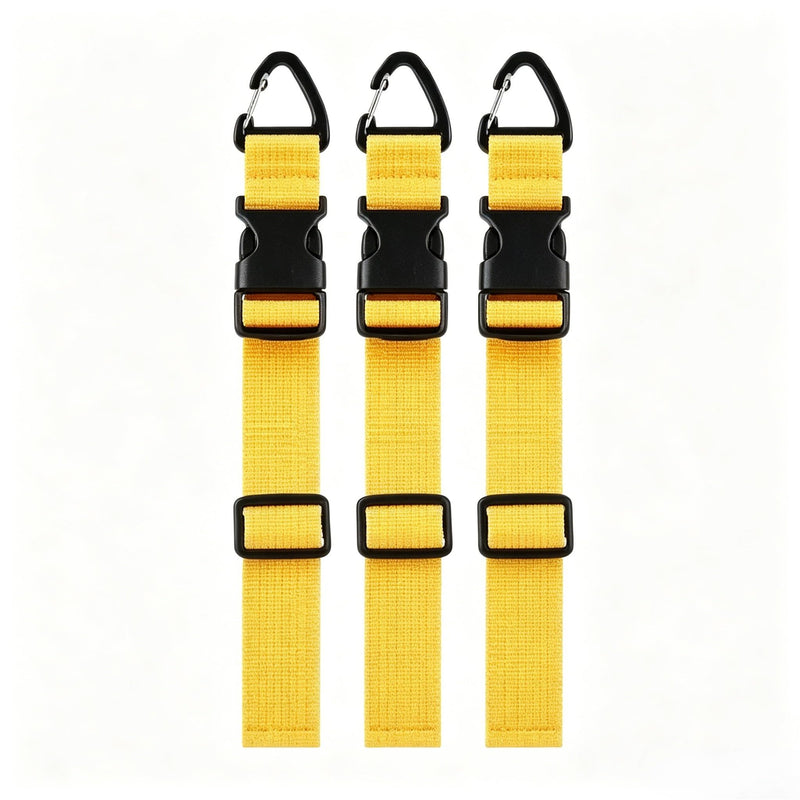 Adjustable Storage Straps, 3 Pack Heavy Duty Nylon Securing Straps for Luggage & Outdoor Use (Yellow) yellow