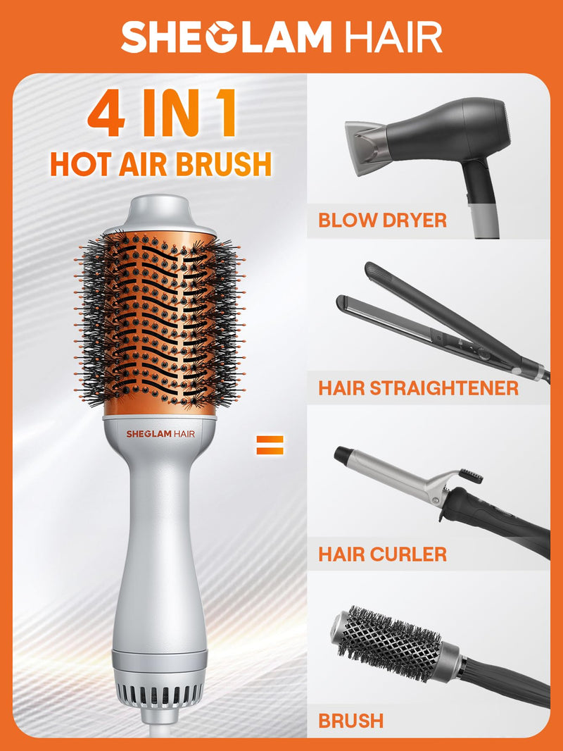 SHEGLAM Blowout Bliss Hot Air Brush for Drying Smoothing Curling and Volumizing with Care for Shiny Hair Hot Air Brush Blowdry Styler 71mm
