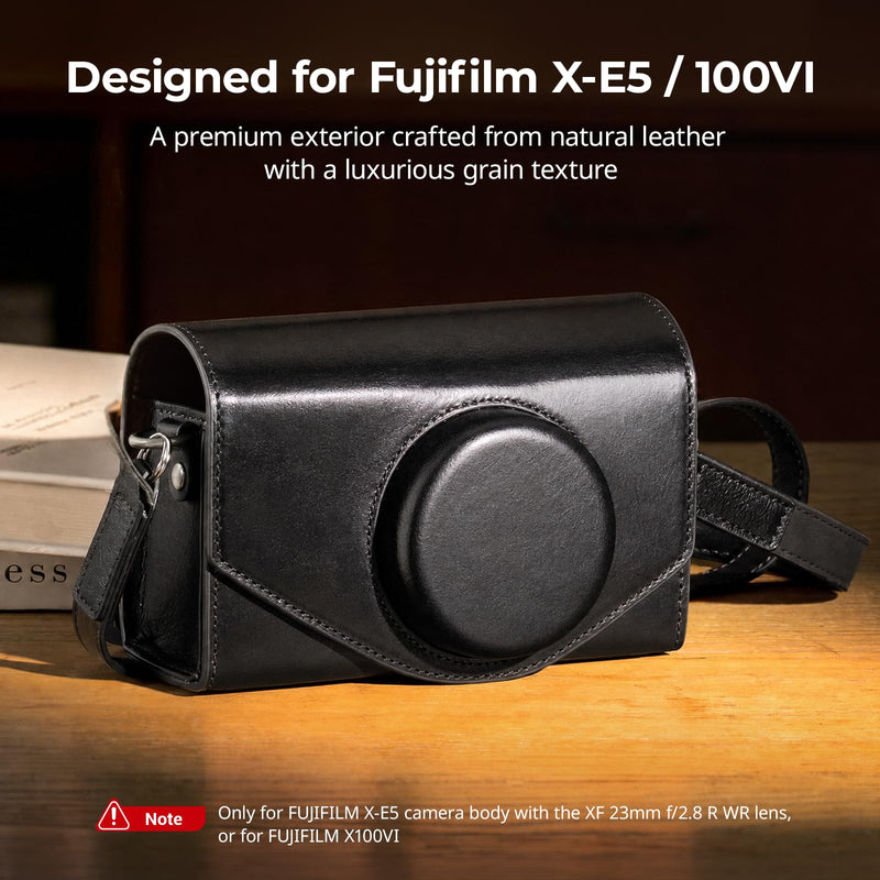 SmallRig Leather Case Bag for FUJIFILM X-E5 / X100VI, for Ricoh GR IV/GR III, Carrying Case with Magnetic Closure, Protective Pouch, Compact Storage Bag, Crossbody Bag, Shoulder Strap, Black- 5987