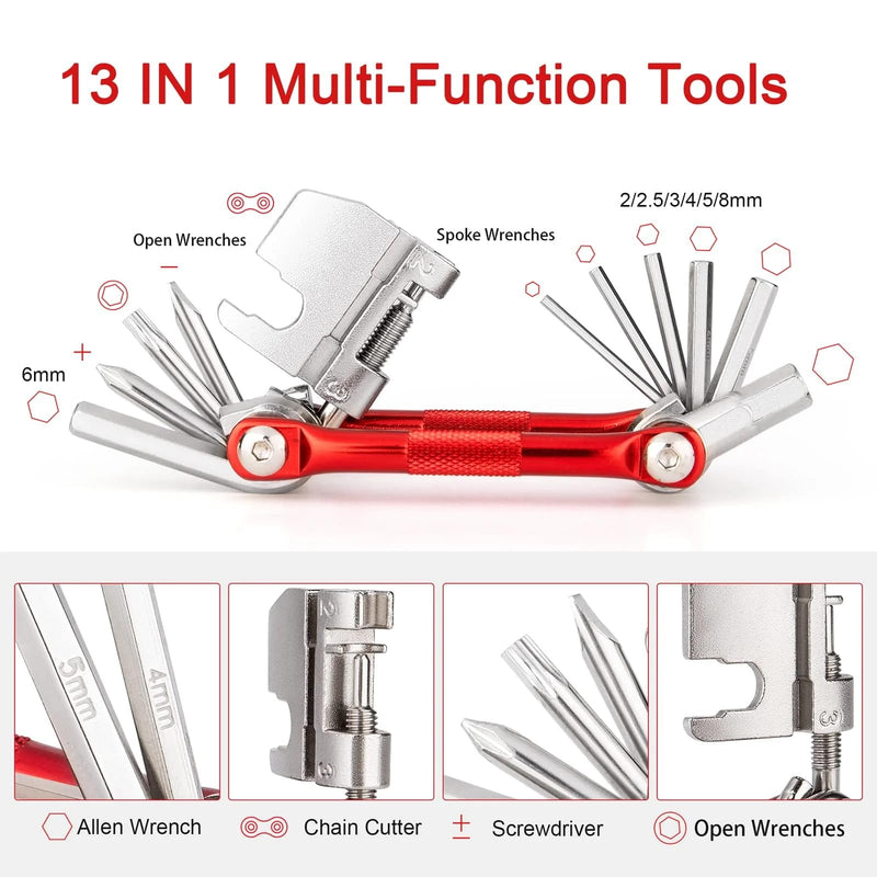 Bicycle Repair Tool Kit with Bike Pump & Saddle Bag - Bike Tool Kits for Repair and Maintenance at Home or on the Road - Bike Tire Repair Kit