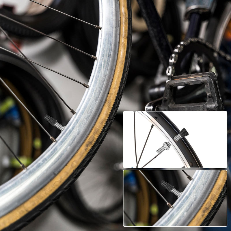 4 Pcs Presta Valve Stem 40 mm Tubeless Valve Stem Tubeless Bike Valve Adapter with 4 Pcs French Stem Valve Core Removal Tool for Bicycle MTB Road Bike Tubeless Tires Repair