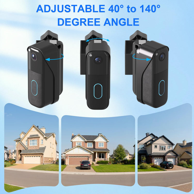 Anti-Theft Doorbell Mount for Blink Video Doorbell Camera(2021 1st & 2nd Gen), No-Drill Adjustable Angle Mount Bracket, 40° to 140°, Ideal for Apartments, Rental Homes & Offices - Black