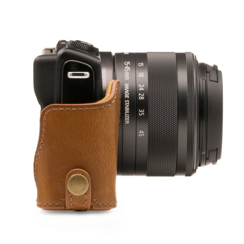 MegaGear Canon EOS M100, M200 (15-45mm) Ever Ready Leather Camera Case and Strap, with Battery Access - Light Brown - MG1327