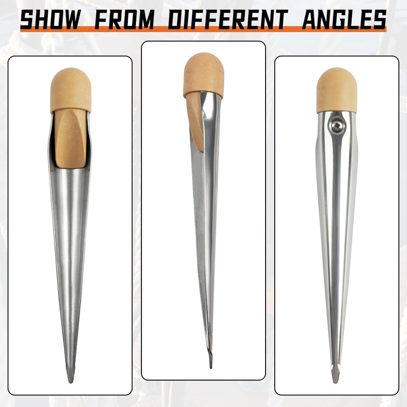Boat Rope Splicing Tool Stainless Steel Rope Splicing Spike FID with Wood Handle for Rope Line Wire Diameter 1/8" 1/2" 1" Small+Large