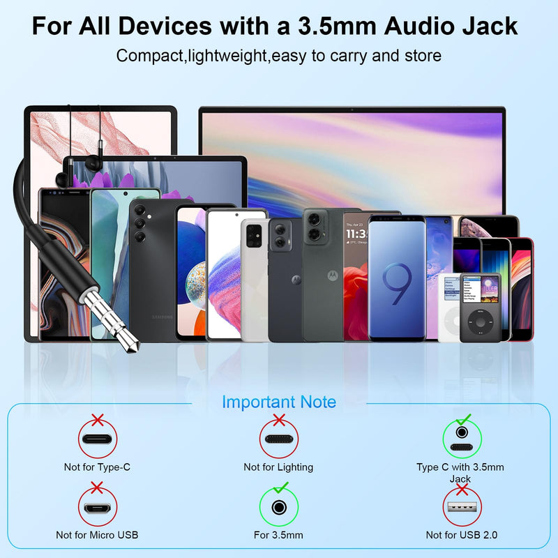 3.5mm Wired Headphones for Moto G Stylus 5G/G Power/G Play 2024 2025 2026 | G 5G 2026,G84,G17,G56, Computer Laptop Headphones 3.5mm Wired Earbuds Earphones for 3.5 MM Jack Ear Buds for Computer Laptop Black