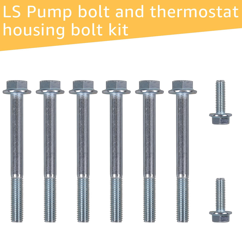 LS Water Pump Bolt Kit - Thermostat Housing Bolt is Compatible with All GM Chevrolet 1997-2014 LS Series Series Engines LSX LS1 LS2 LS3 LS6 LS7 LS9 LQ9 LQ4,6.2L 6.0L 5.3L Thermostat Shell Bolts.