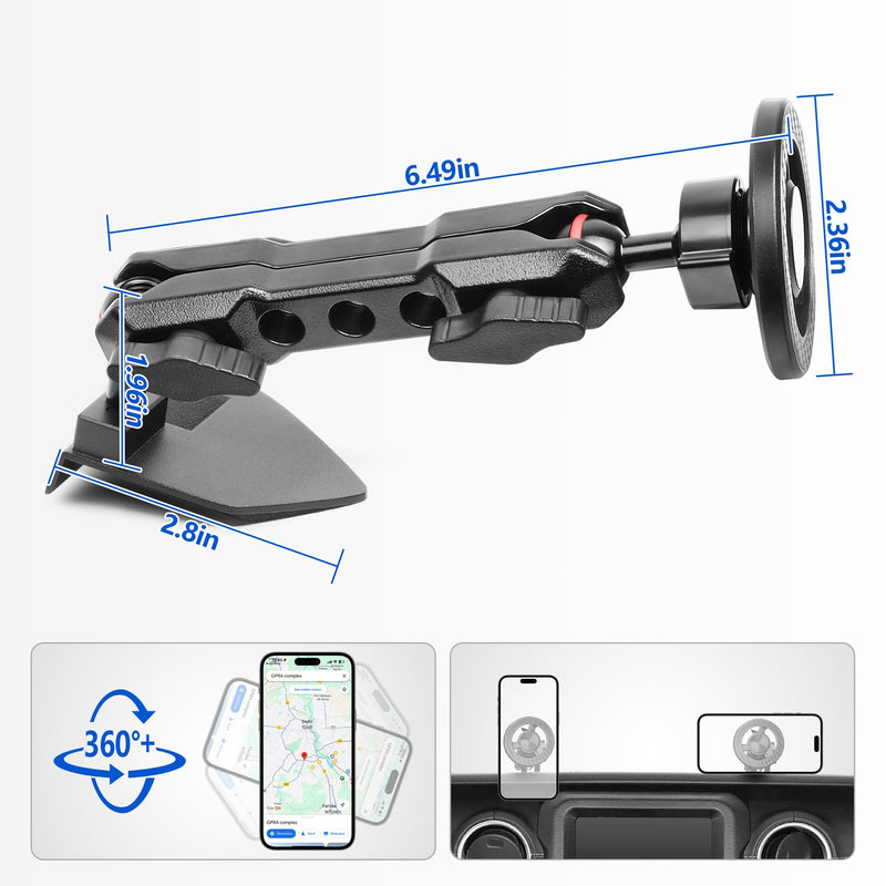 sukemichi Phone Mount for 2018-2023 Jeep Wrangler, Dashboard Phone Holder Dash Mount for Jeep Wrangler JL JLU 4XE Jeep Gladiator JT Accessories, Magsafe Phone Mount Fit 8.4" Screen