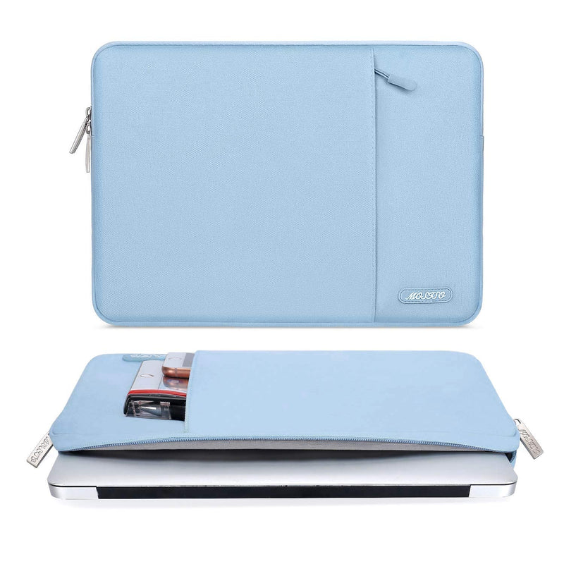 MOSISO Laptop Sleeve Bag Compatible with MacBook Air/Pro, 13-13.3 inch Notebook, Compatible with MacBook Pro 14 inch M3 M2 M1 Chip Pro Max 2024-2021, Polyester Vertical Case with Pocket, Air Blue 13.3 inch