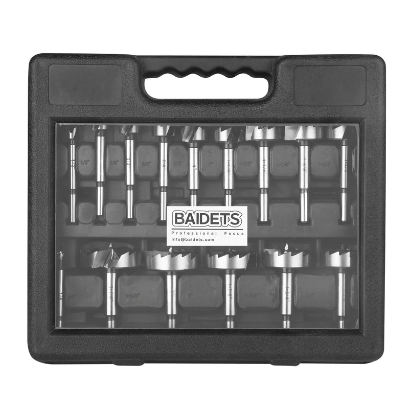 BAIDETS Forstner Bit Set 16Pcs - Forstner Bit Wood Drilling, Forstner Drill Bit with Center Positioning 16 PCS