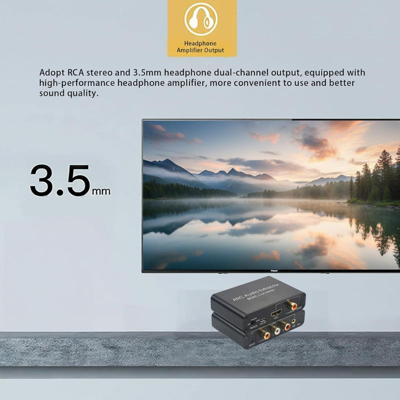 HDMI ARC Audio Extractor Converter,192KHz ARC Audio Extractor DAC Converter, Digital to Analog Audio Converter, Optical HDMI ARC to Optical/Coaxial Stereo L/R 3.5mm Jack for TV (ARC/SPDIF Coax Input) ARC/SPDIF Coax input