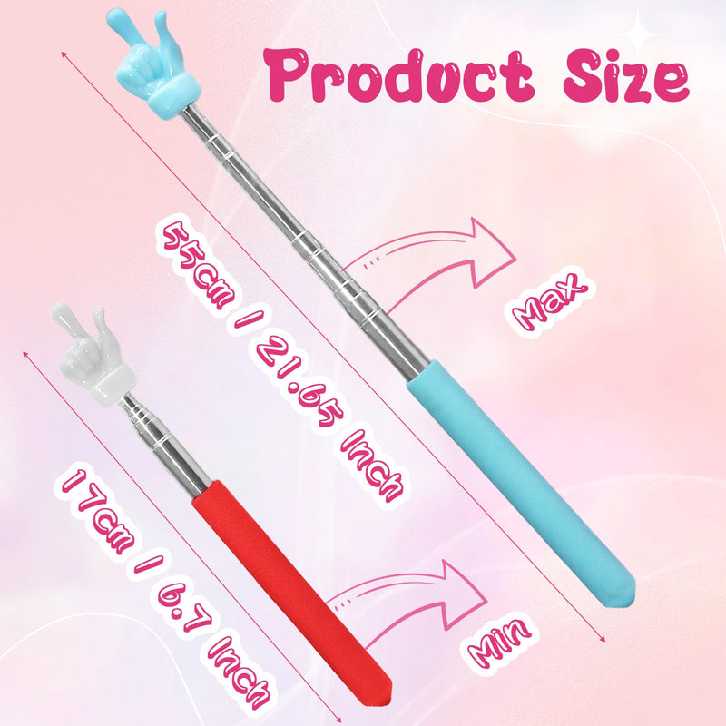 7 Pack Telescopic Teachers Pointer, Retractable Finger Pointer Sticks for Classroom, Stainless Steel Finger Stick for Lectures, Presentations (7 Colors Each 1)