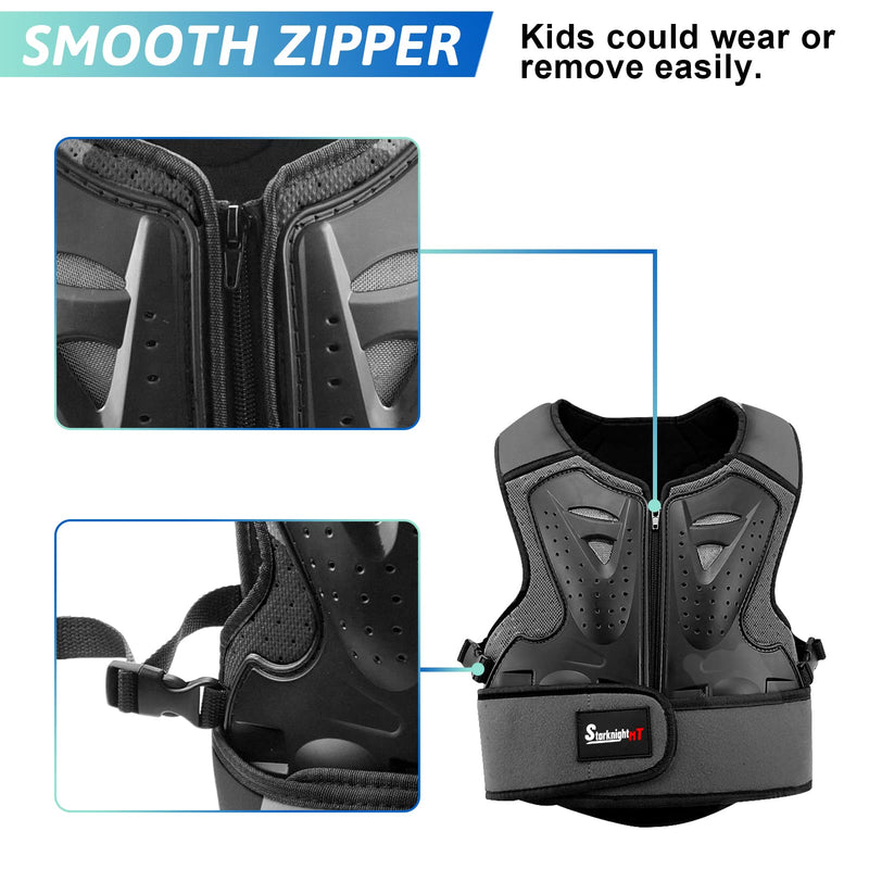 StarknightMT Kids Motorcycle Chest Protector Dirt Bike Youth Riding Spine Back Armor Protection for Motocross Cycling Skateboard,Skiing,Skating,Off-Road（Black） Black