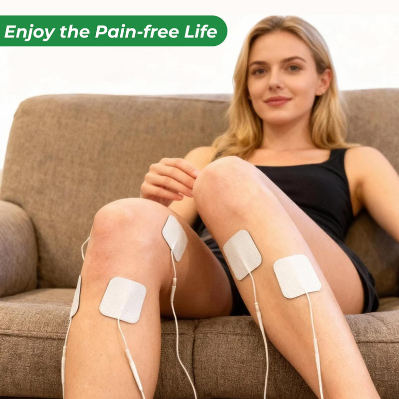 40PCS 2"x2" TENS Unit Electrode Pads, Universal 2mm Pin, Reusable, Latex-Free, High Conductivity for Muscle Pain Relief, EMS Stimulators, Self-Adhesive, Non-Irritating