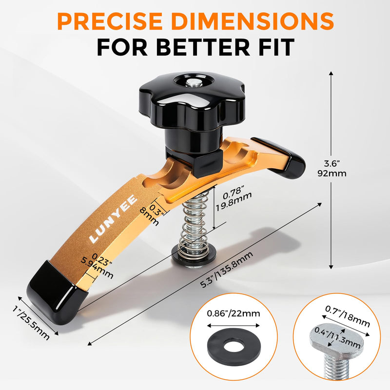 T-Track Hold Down Clamps, 4 Pack Extended 5-3/8" T Slot Clamp Set for CNC Router and Woodworking, Adjustable Hold Down Clamp with Rubber Pads