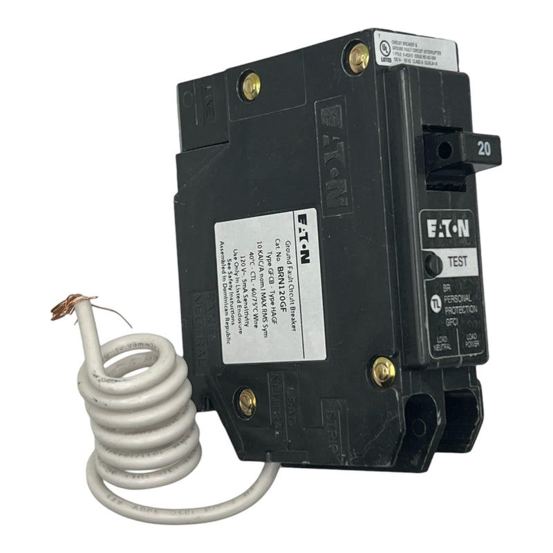 Eaton BRN120GF Br Gfci, 5ma, 1 Pole, 10kaic, 20a, Pigta