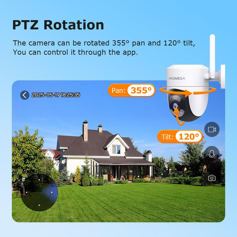 INQMEGA 6MP TUYA Smart Camera,2.4G WiFi Security Home Surveillance Camera,2-Way Audio, Color Night Vision, Waterproof, Motion Detection, Spotlight & Siren,6.5ft Power Cord