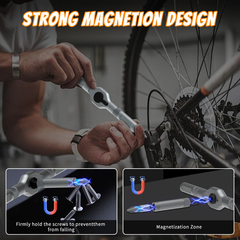 24 in 1 Magnetic Screwdriver Set,Upgrade DIY Ratchet Screwdriver Set with Detachable Ratchet Handle- Precision Repair Tool Kit for Furniture,Computer,Bicycle,Electronics,Phone,Watch