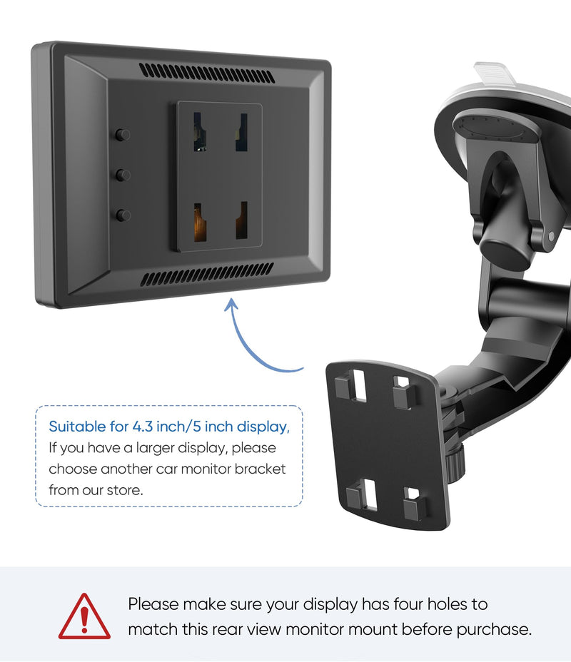 Backup Camera Monitor Mount,(4.3/5 in)PixelMan Upgraded Version Windshield Mount for Backup Camera Monitor,Vehicle Rear View Camera Monitor Suction Cup Bracket,Reverse Camera Display Cup Holder Mount