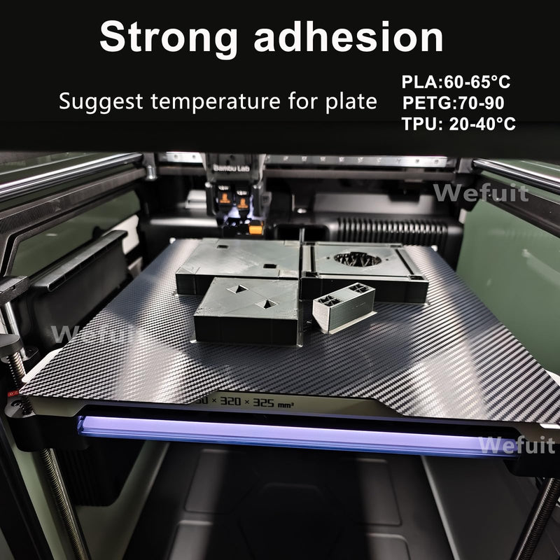 Carbon Fiber + Diamond Hot Bed for Bambu Lab H2D/H2S Build Plate 355x346mm Double Sided PEO PET Build Plate Flexible Removable Spring Steel Heated Bed Printing Platform for Bambus H2D/H2S 3D Printer PEO+ PET