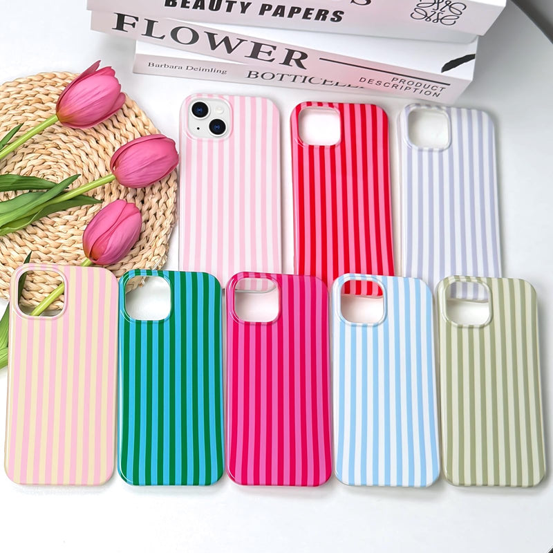 Anuck for iPhone 15 Case Cute Striped Phone Case Girly Aesthetic Vertical Stripe Pattern Design for Women Girls, Soft TPU Shockproof Rubber Bumper Protective Cover for iPhone 15 6.1" - Pink White Pink/White
