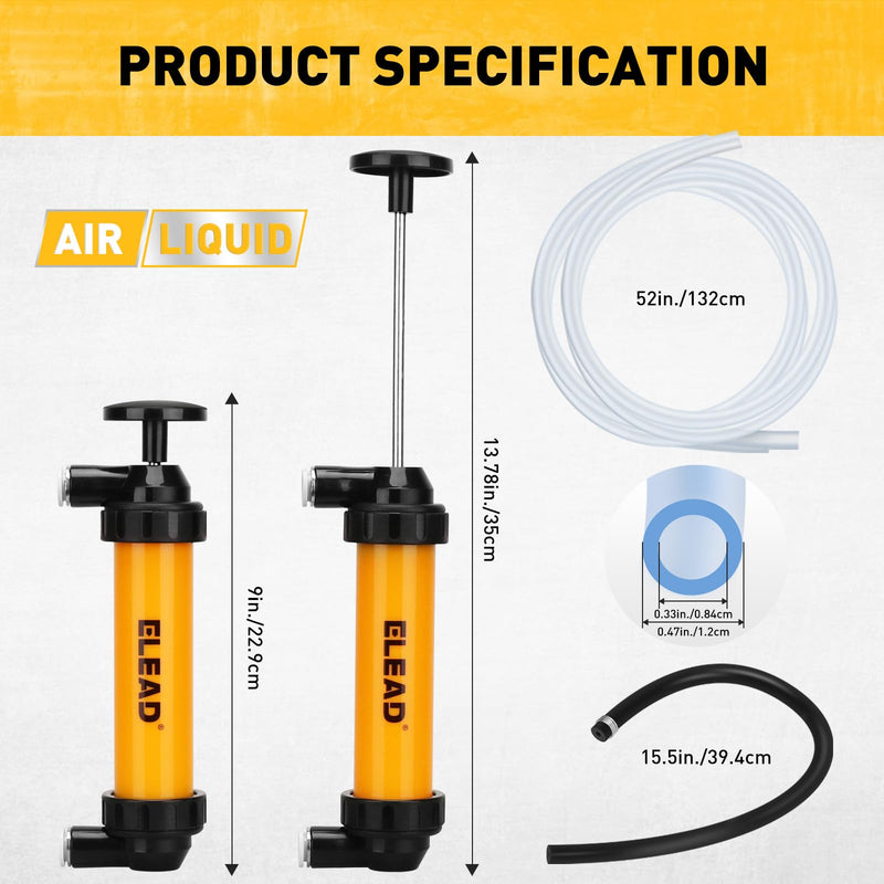 Gas Siphon Pump for Gasoline, Multi-Use Fluid Transfer Pump, Oil Liquid Siphon Pumps, Fuel Siphon Tool, Multifunction Hand Inflation Pumps with Inflator Hose adapter, Needle Valve/Balloon adapter