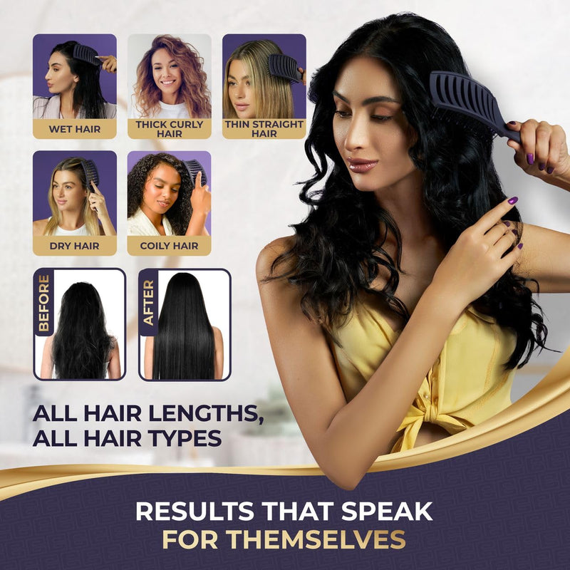  [AUSTRALIA] - BEAUXSOI Vented Detangling Brush for Wet or Dry, Thick, Coily, and Curly Hair | Curved Vent Brush for Blow Drying