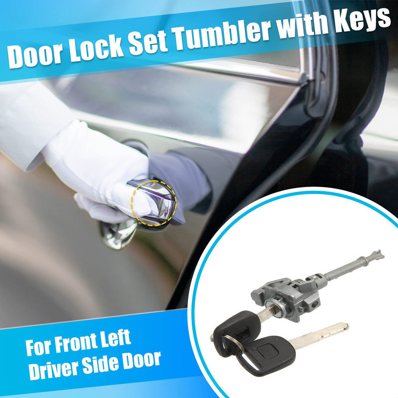 X AUTOHAUX 1 Set Driver Side Door Lock Cylinder Set Kit with 2 Keys for Honda Civic 2012-2015 72185-TR0-A01