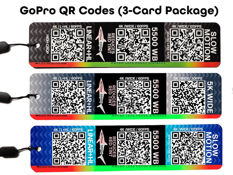 Underwater Video Guide (3-Card Package) with QR Code Camera Settings for use with GoPro HERO9, HERO10, HERO11, HERO12, HERO13, and Mission Cameras.