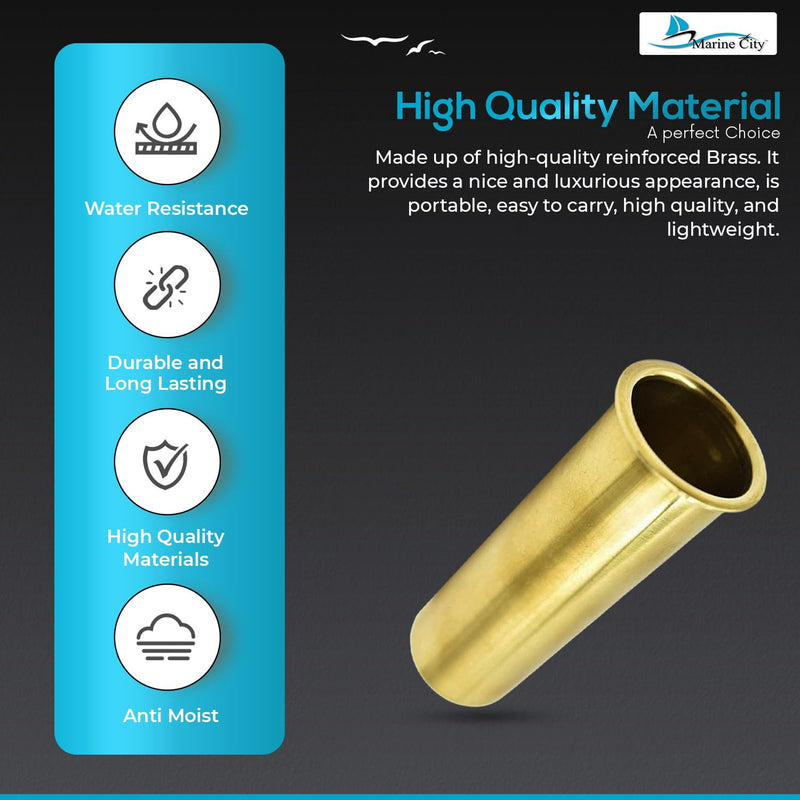 MARINE CITY Brass Drain Tube Corrosion Resistant Easy Functional and Smooth Design for Boat Water Marine Transom Motor Well Live Well Bait Well 3-7/8 x 1-1/4 Inches