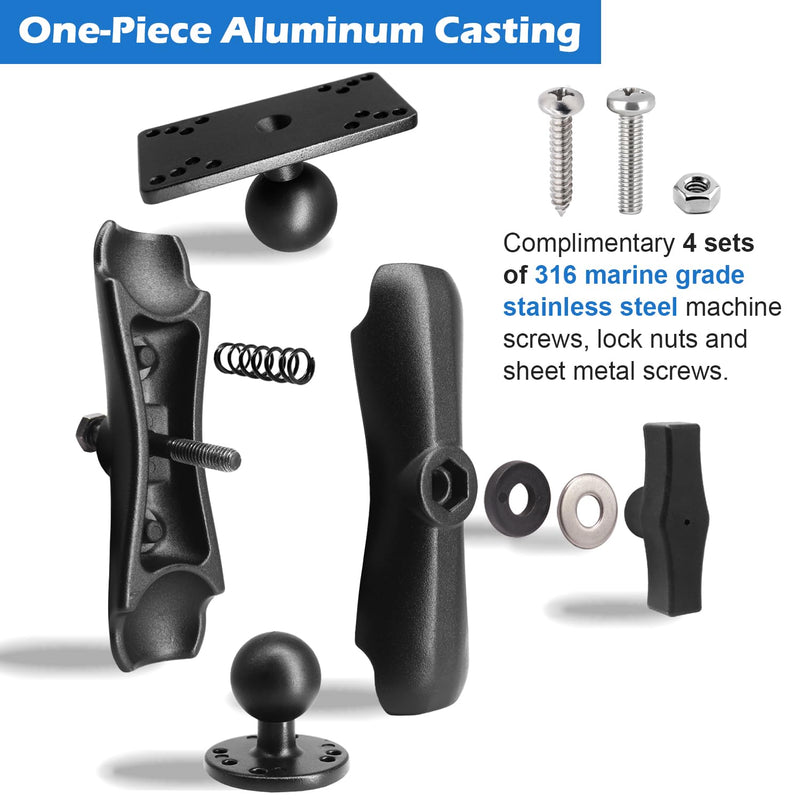 Aluminum 1.5" Ball Fish Finder Mount for Hummingbird Helix 5,7, etc., C Size Universal Marine Electronics Bracket, Compatible with RAM Mounts, Arkon, iBolt and More
