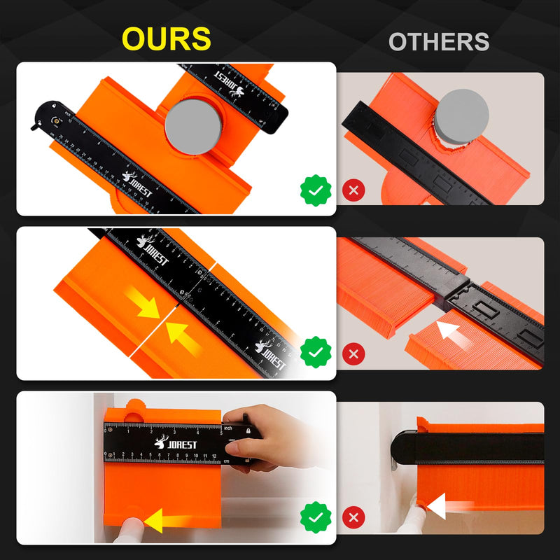 JOREST Connectable Contour Gauge (10+5 Inch), Gifts Ideas for Men Dad Handyman Husband Him, Shape Profile Duplicator with Lock, Outline Angle Measuring Tool, Template Tool, Tile Flooring, Scribe Edge 15 Inch Package