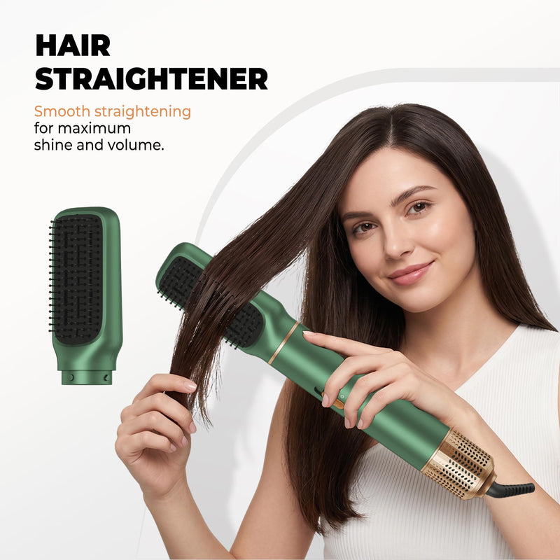  [AUSTRALIA] - 5 in 1 Hair Styler, Hot Air Styler 5 in 1 Blow Dryer Brush & Volumizer | Air Brush 5-in-1 Hair Styler Brush Auto Hair Curler 5-in-1 Hot Air Brush for Women Green