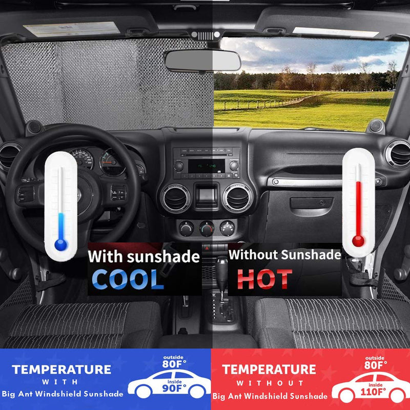 Windshield Sunshade Car Foldable UV Ray Reflector Auto Front Window Sun Shade Visor Shield Shade,Keeps Vehicle Cool - Blue (55" x 27.5")