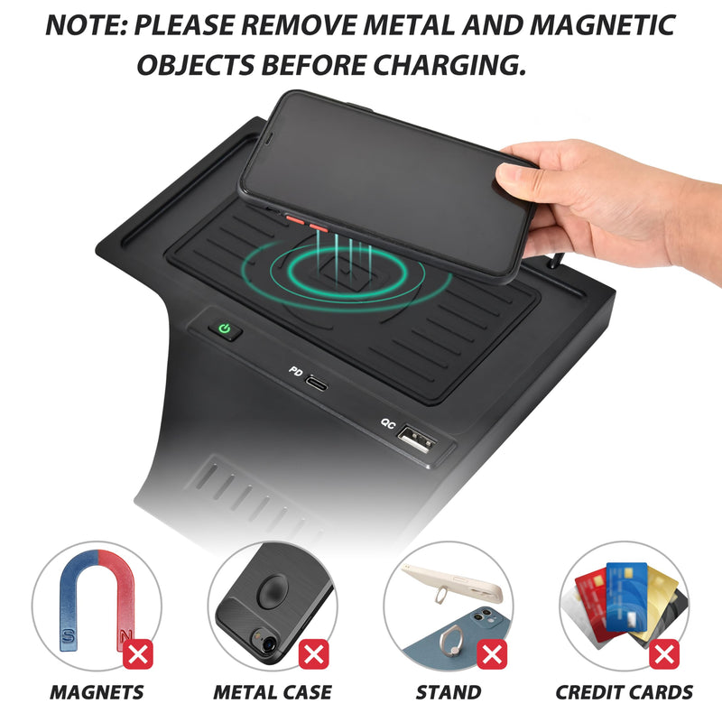 KEWISAUTO Car Wireless Charger for Nissan Sentra S, SV, SR 2020-2024, Center Console Charging Panel QC PD Fast Phone Charger Pad for 2020 2021 2022 2023 2024 Nissan Sentra S, SV, SR Accessories