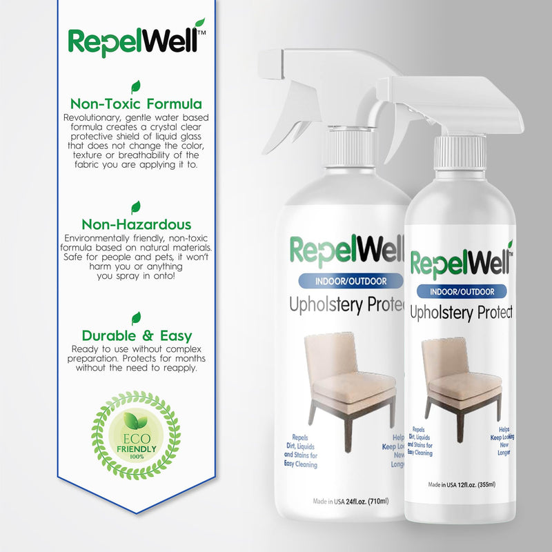 Eco-Friendly Upholstery Protect Stain & Water Repellent Spray 24oz – Non-Toxic, Pet-Safe Formula for Fabric, Leather, & Suede – Long-Lasting Stain Guard Keeps Furniture Clean & New Upholstery Protect 24oz