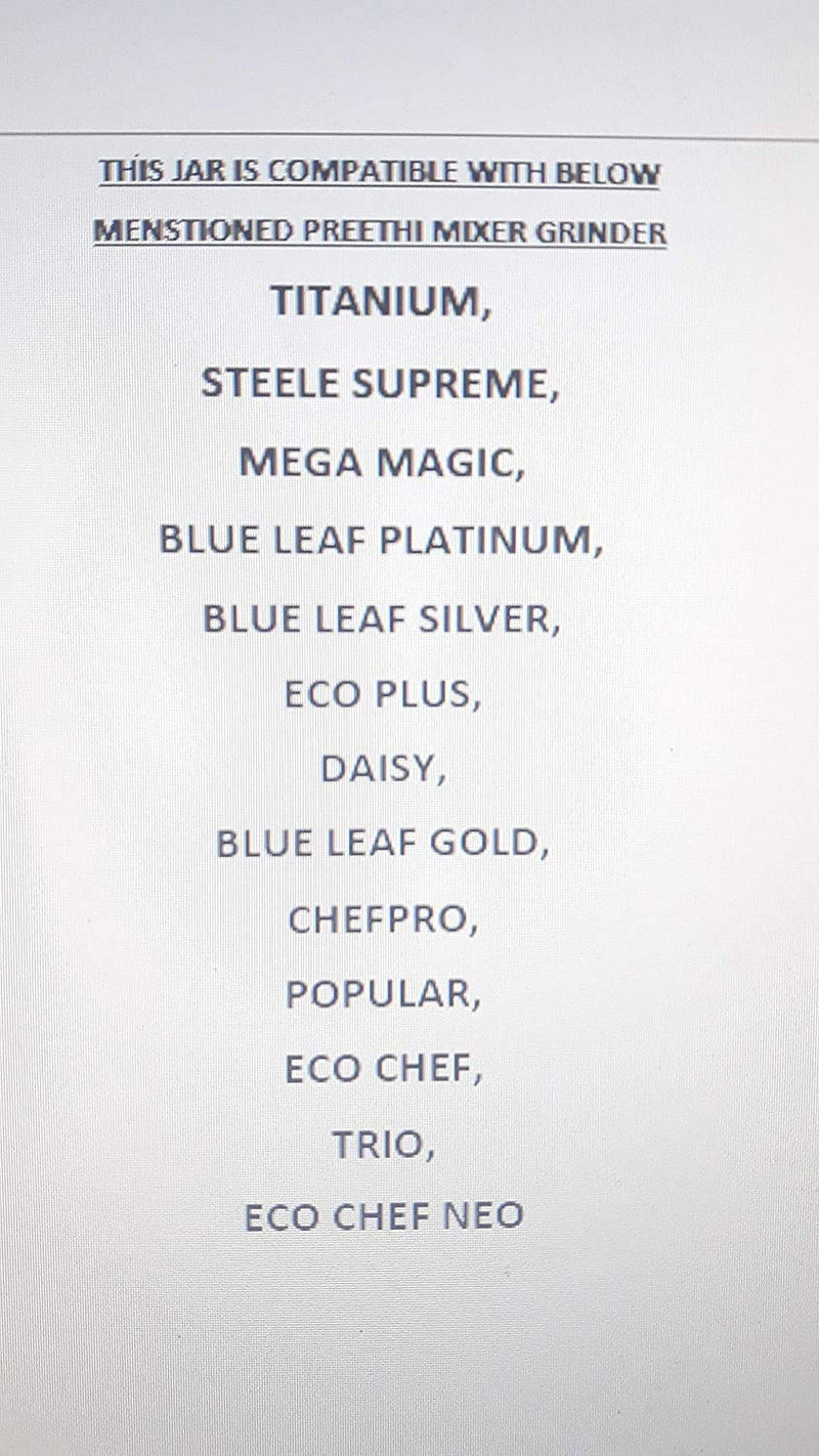 Preethi MGA 513 Mixer Jar for Eco Twin, Eco Plus/Chef Pro and Blue Leaf, 1.50-Liter, Silver