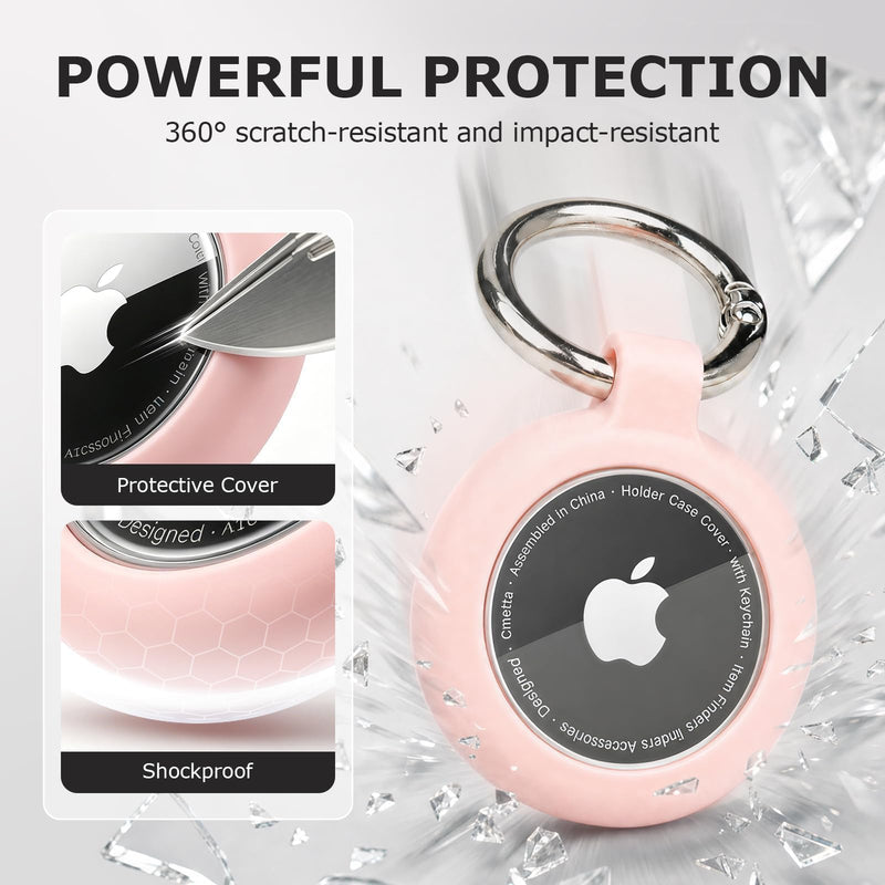 Clear TPU Case for AirTag 2nd & 1st Gen, Keychain Holder, Pink | Soft TPU, Clear Protective Cover, Anti-Scratch, Lightweight Keychain Holder for Keys, Luggage, Backpacks, Pet Collars B1-Pink