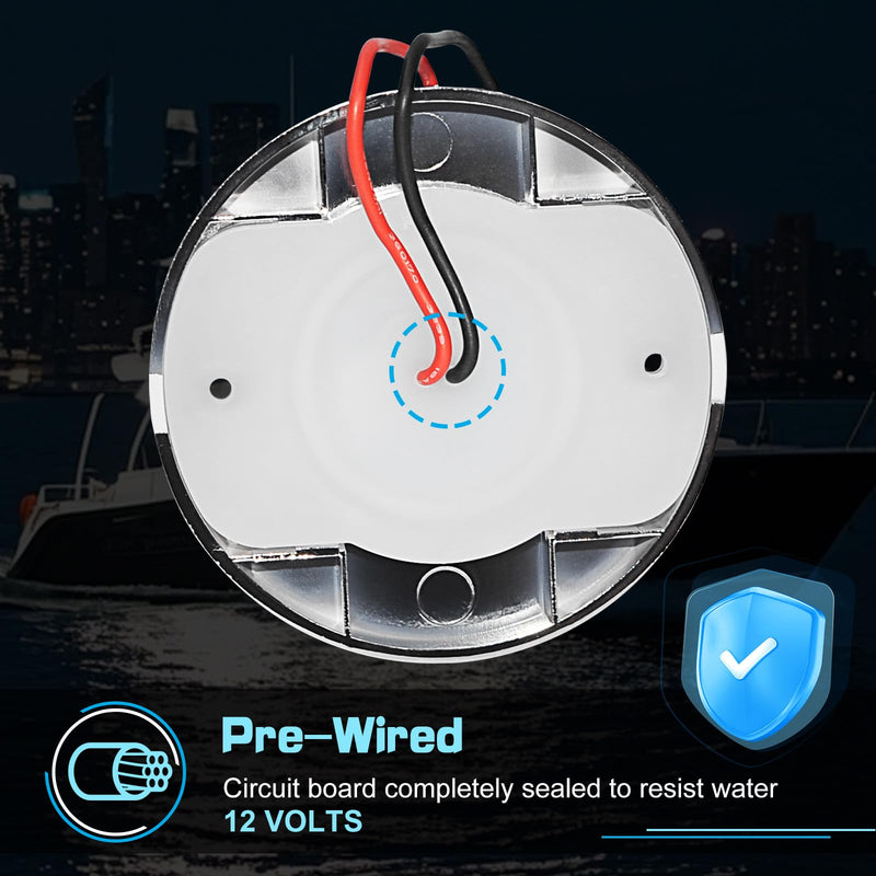 UCINNOVATE 4Pcs 3.15”Round LED Marine Light with sliver housing, Navigation Boat Lights, LEDs Boat Interior Light, Deck Courtesy Lighting IP65 Waterproof, LED Marine Stern Lights, 12-24V (White) 4PCS-3.15INCH White (Silver housing)
