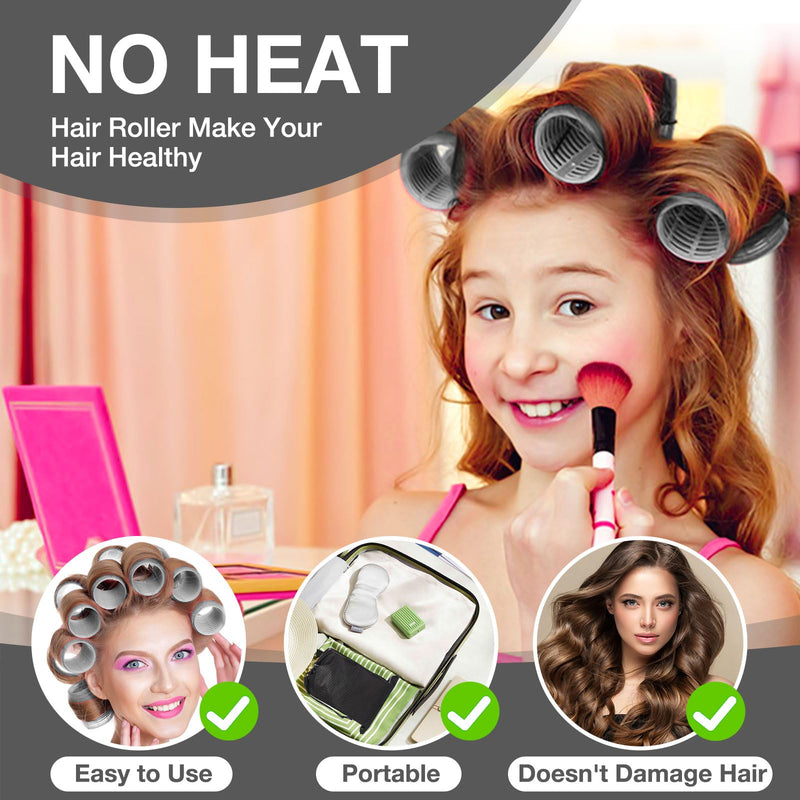 50PCS Hair Curlers Rollers with Clips Hair Rollers with 4 Sizes (60/48/36/25mm) Rollers for Hair for Large Long, Medium, Short, Thick & Fine Hair for Volume, Lift & DIY Styling