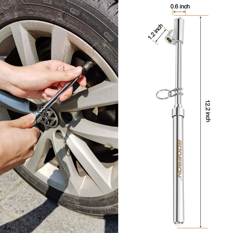GODESON Dual Head Tire Pressure Gauge,Heavy Duty Tire Pressure Gauge Range 10-150PSI; 1-10Bar,Dual Head Truck Air Pressure Gauge (Pack of 2) Silver 2 Pack