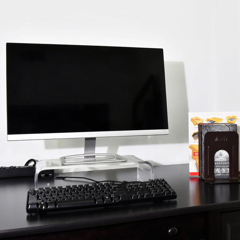 AMT Premium Acrylic Clear Monitor Riser Laptop/PC/Multimedia Monitor Stand for Home Office